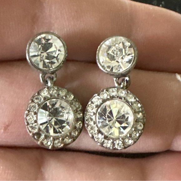 VtG Givenchy Pave Crystal Double Round Drop Earrings - Picture 2 of 5